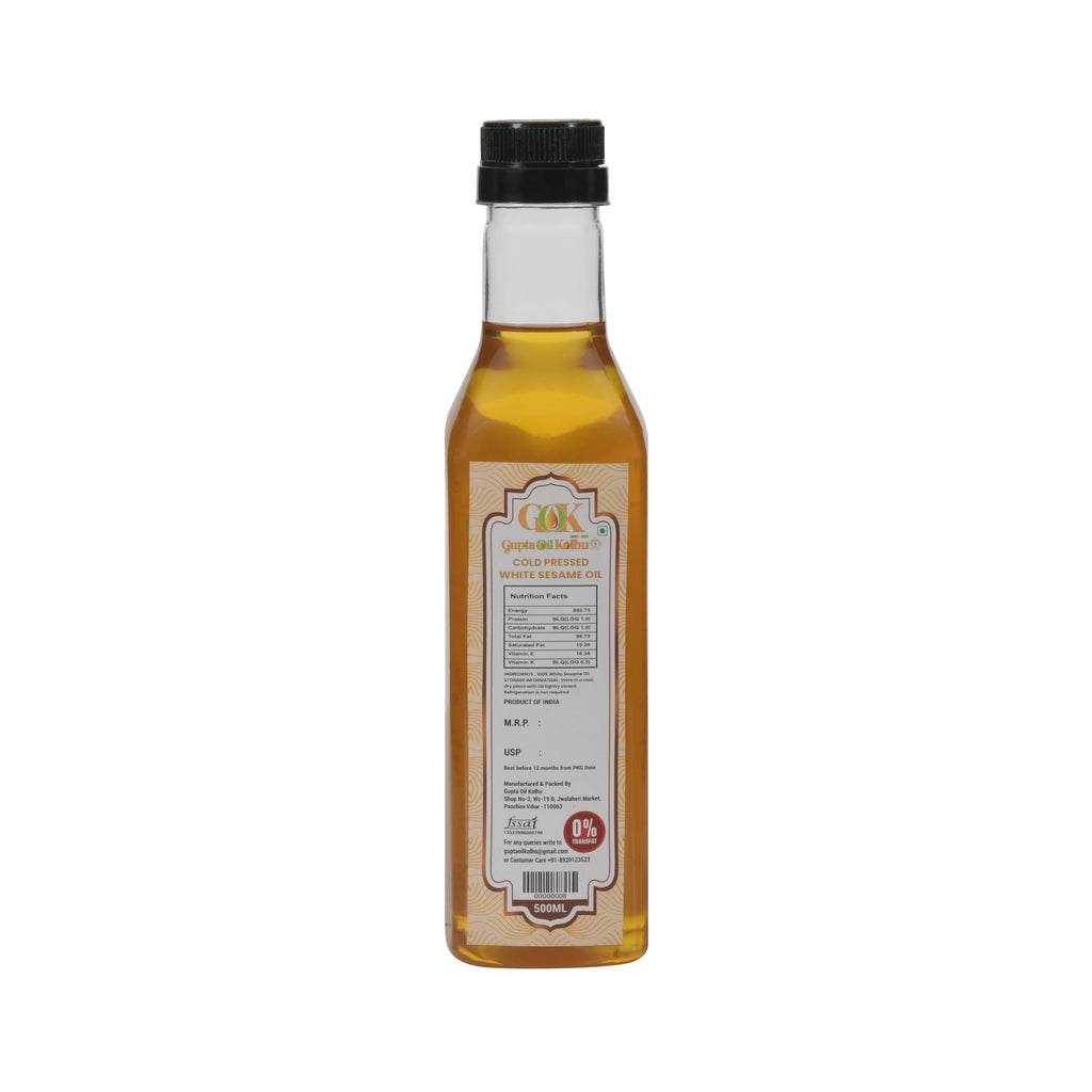 Cold Pressed White Sesame Oil (500ML)